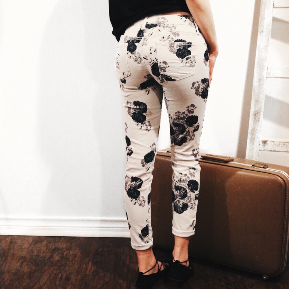 Floral Print Jeans
